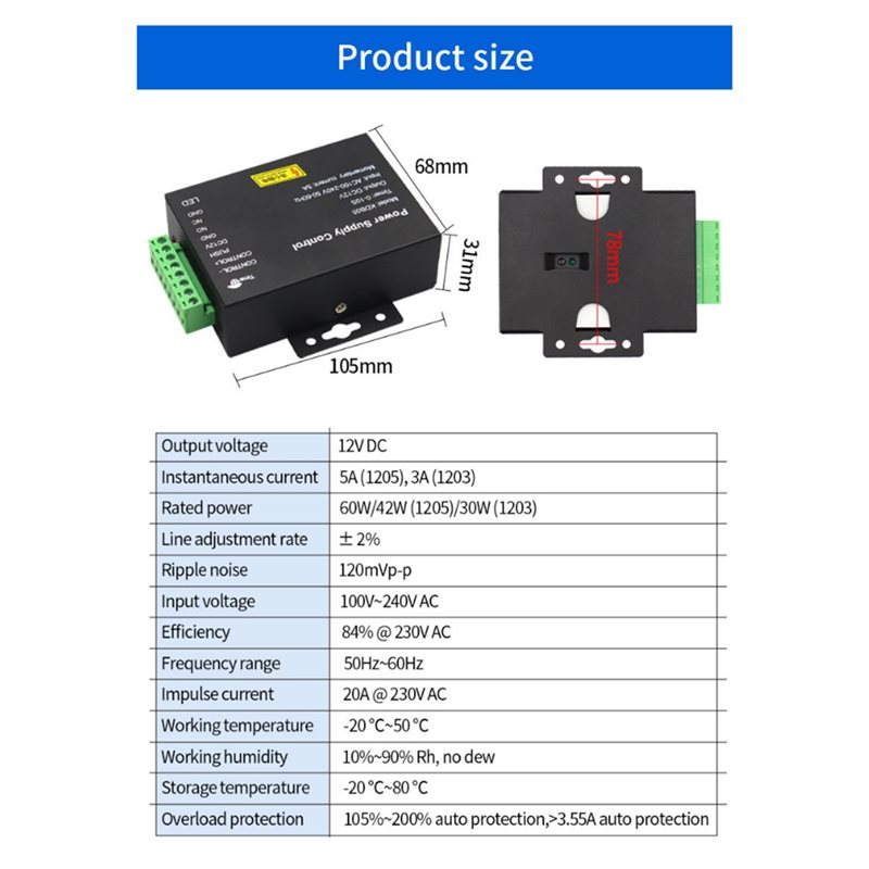 Zasilacz A24U DC 12V 5A AC 100 – Access Control Power Supply 12V 5A recenzja i cena