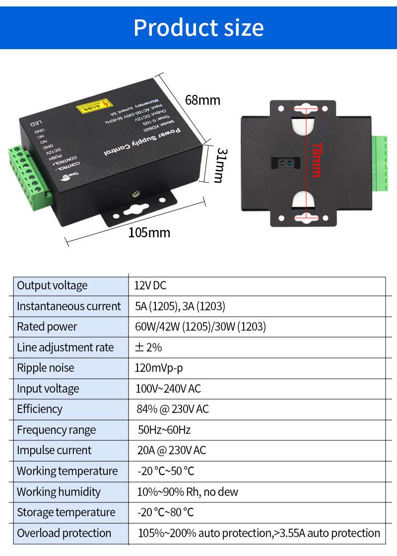Przełącznik zasilania kontroli – Access Control Power Supply 12V 5A recenzja i cena