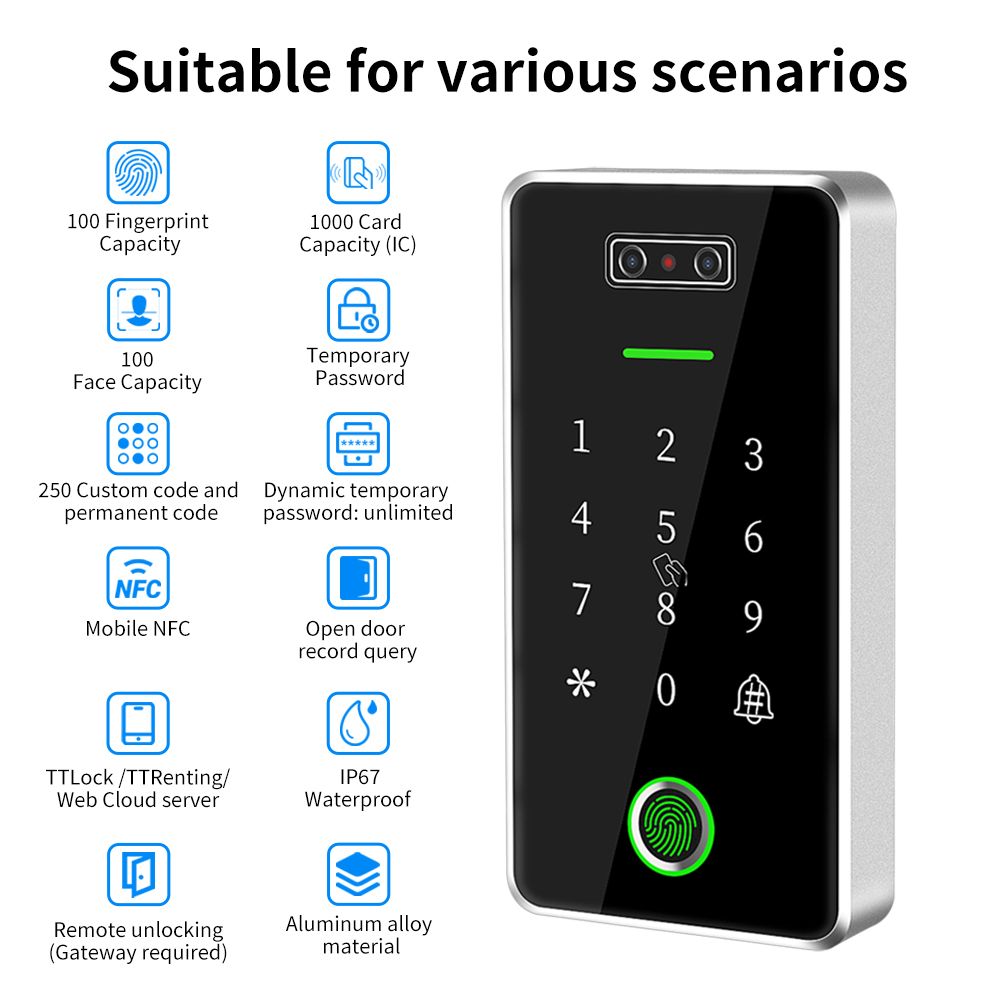 TTLOCK biometryczna 100 twarzy – Door Access Control Keypad Rfid recenzja i cena